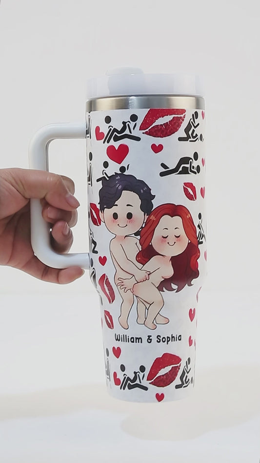 I Love You - Personalized Couple Tumbler With Handle