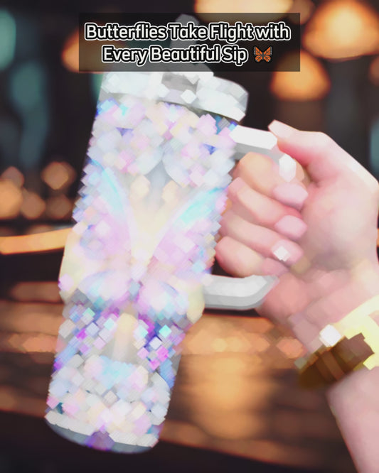 Love Butterflies - Personalized Butterfly Tumbler With Handle