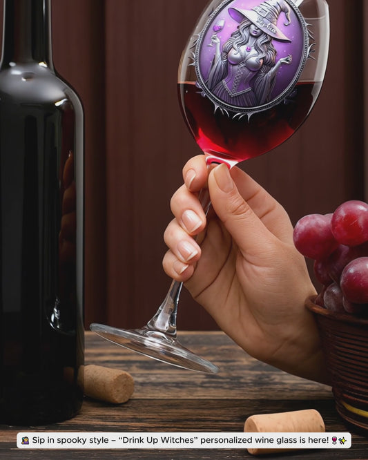 Drink Up Witches - Personalized Witch Wine Glass With Long Stem