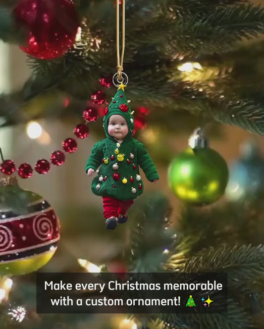 Any Photo Ornament Gift For Grandkids - Personalized Kid Custom Shaped Ornament