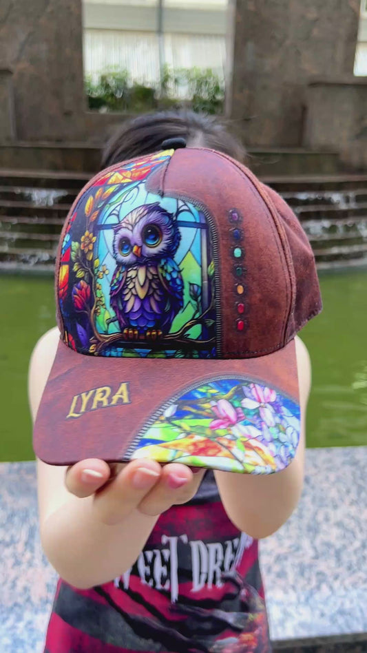 Cute Owl Stained Glass - Personalized Owl Classic Cap