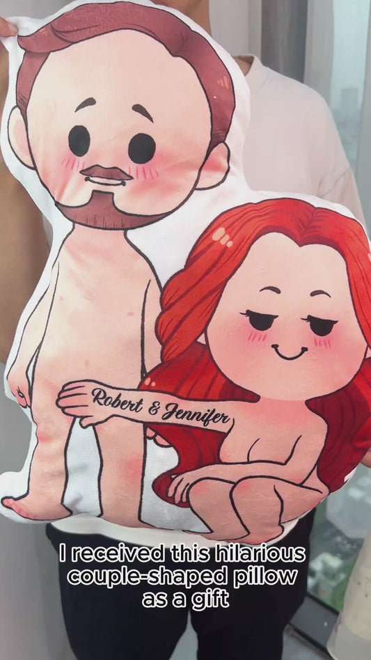 Love You To The Moon And Back - Personalized Couple Shaped pillow