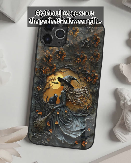 Beautiful Witch & Her Black Cat - Personalized Witch Phone Case