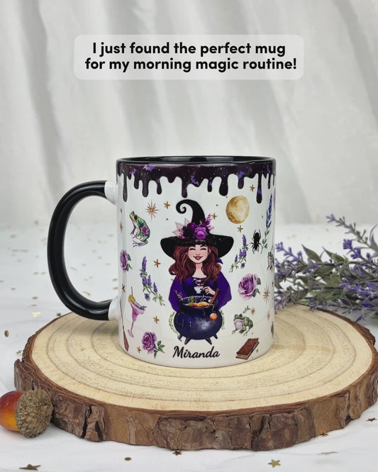 This Witch Need Coffee Before Any Hocus Pocus - Personalized Witch Accent Mug