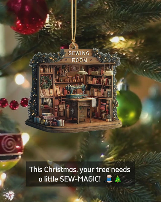 Vintage Sewing Room - Personalized Sewing Ornament