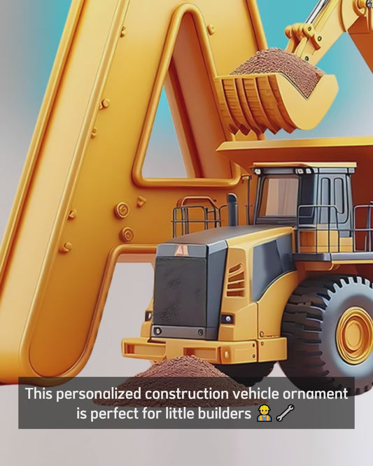 Construction Vehicles Letter - Personalized Kid Ornament