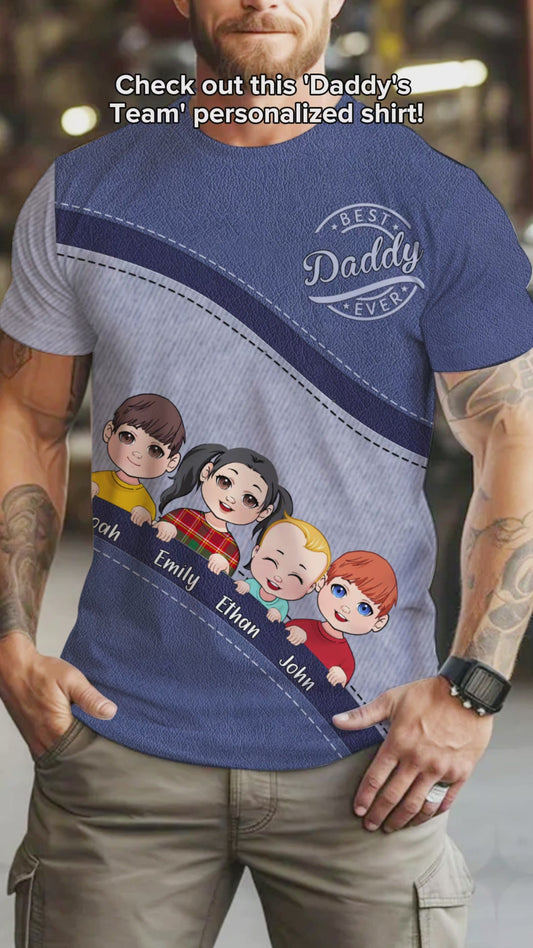 Daddy's Team Unbreakable Bond - Personalized Father All Over Shirt