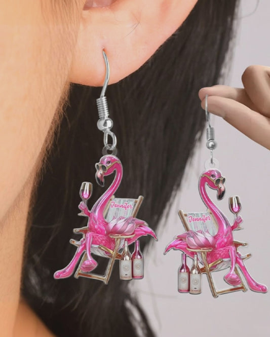Be A Flamingo In A Flock Of Pigeons - Personalized Flamingo Earrings