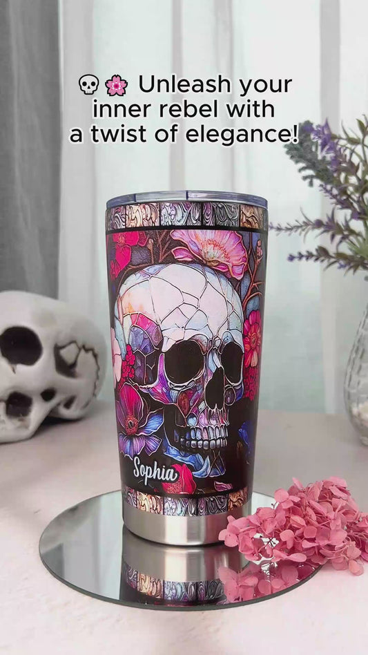 Floral Skull - Personalized Skull Tumbler