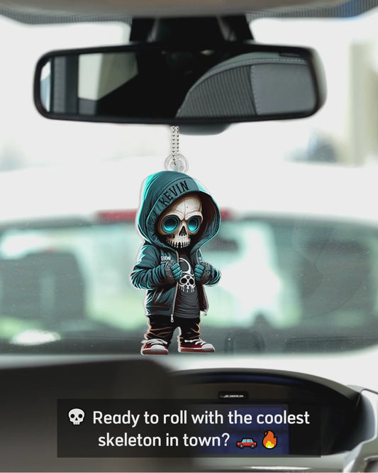 Stylish Skeleton - Personalized Skull Custom Shaped Car Ornament