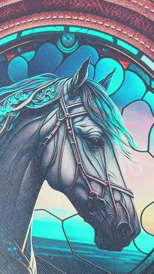 Stained Glass Horse - Personalized Horse Tote Bag