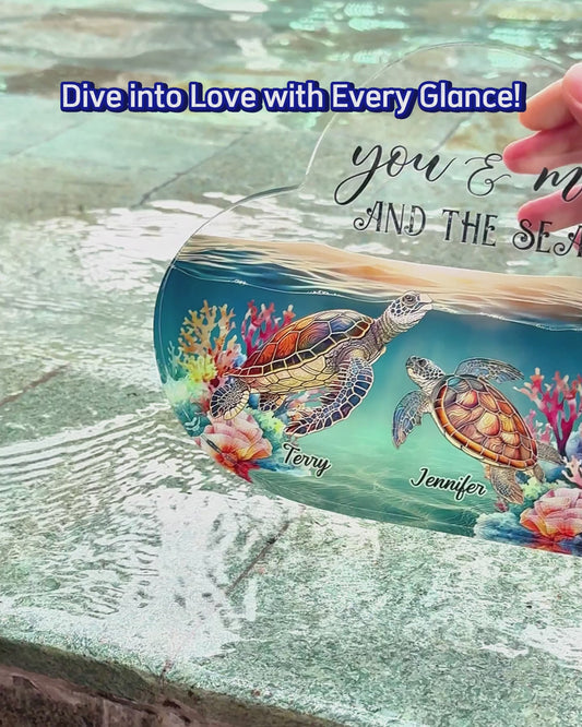 You & Me And The Sea - Personalized Turtle Custom Shaped Acrylic Plaque
