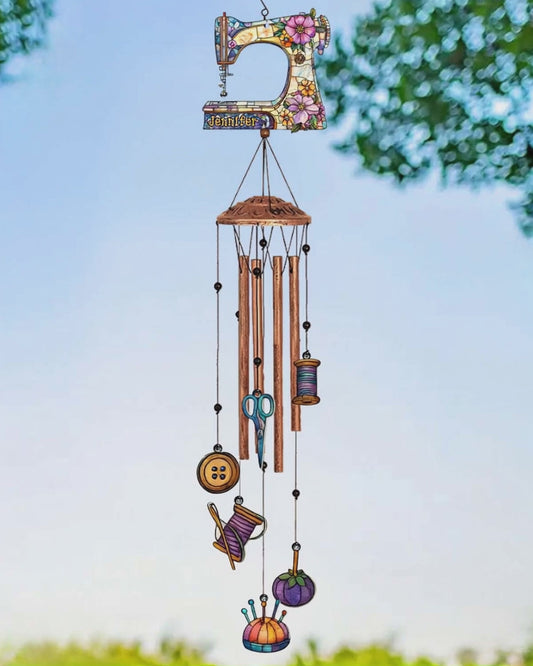 Beautiful Sewing Machine - Personalized Sewing Wind Chime With Charms