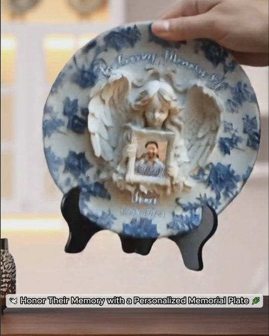 Angel Wings - Personalized Memorial Ceramic Round Plate