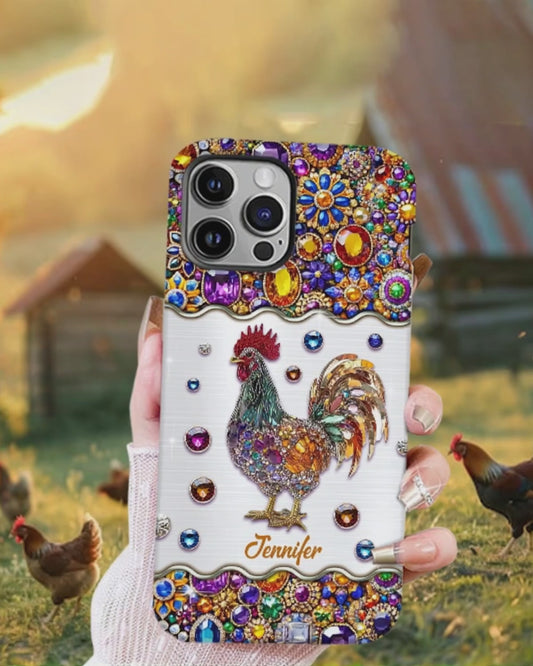 Sparkle Rooster - Personalized Chicken Full Print Phone Case