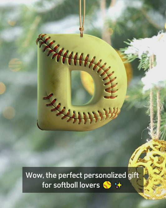 Softball Letter - Personalized Softball Ornament