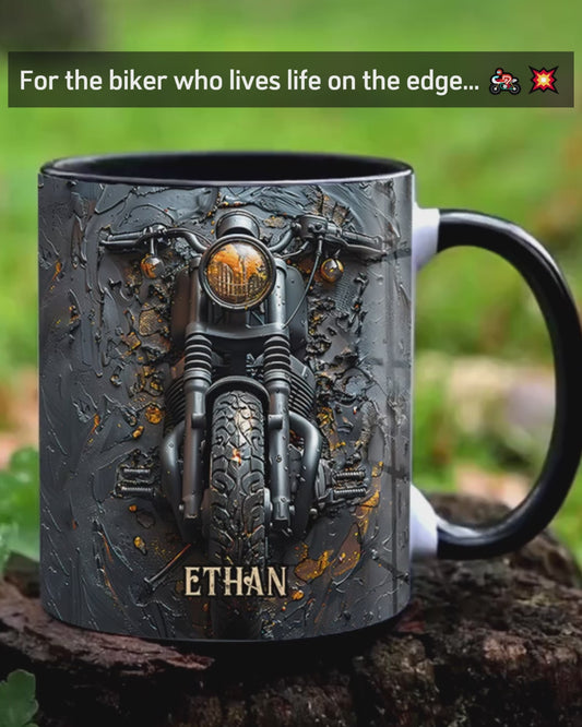 Never Underestimate An Old Man With A Motorcycle - Personalized Biker Accent Mug