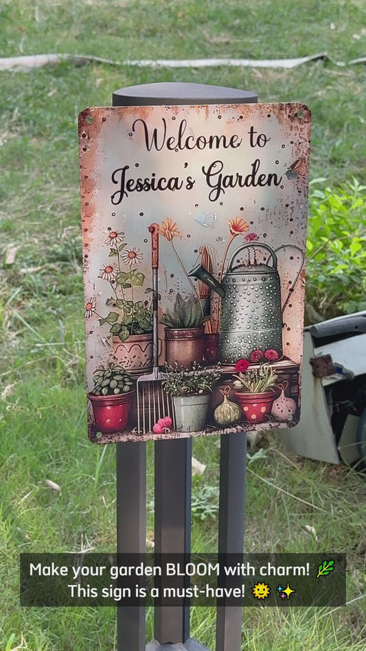 Welcome To My Garden - Personalized Gardening Rectangle Metal Sign