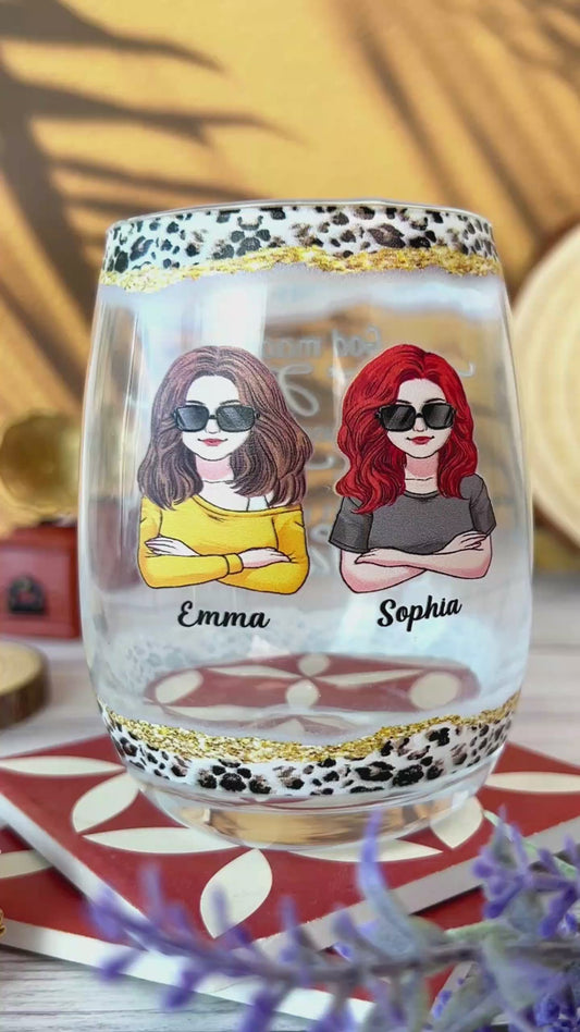 God Makes Us Best Friend - Personalized Bestie All Over Wine Glass