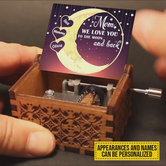 I Love You To The Moon And Back - Personalized Mother's Day Mother Hand Crank Music Box