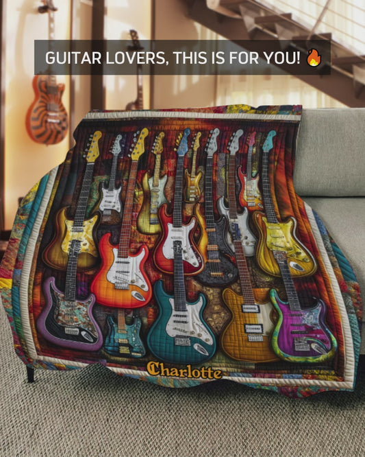 Beautiful Guitars - Personalized Guitar Blanket