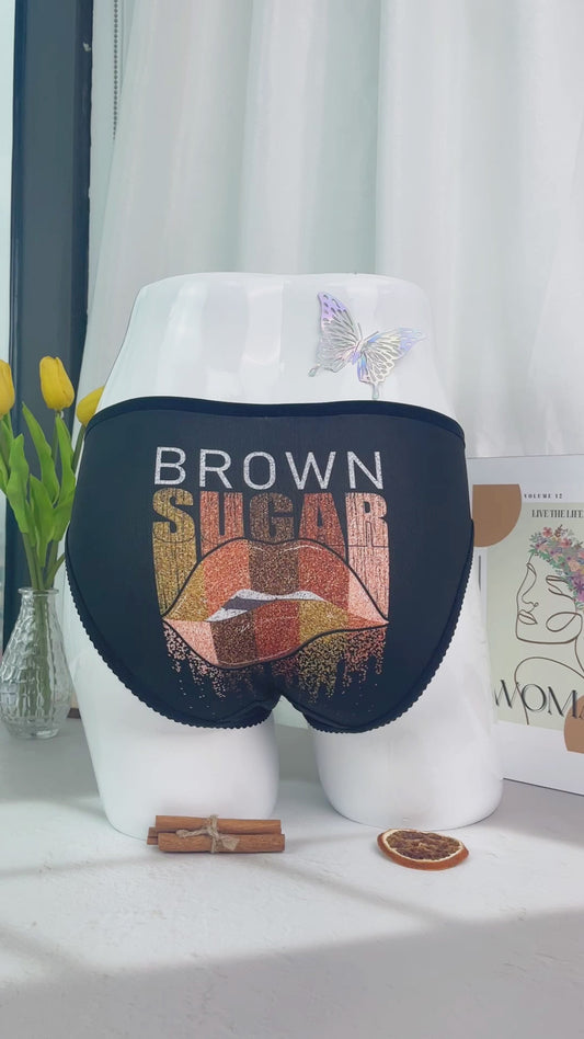 Brown Sugar Sexy Lips - Personalized African American Lace Border Women Briefs