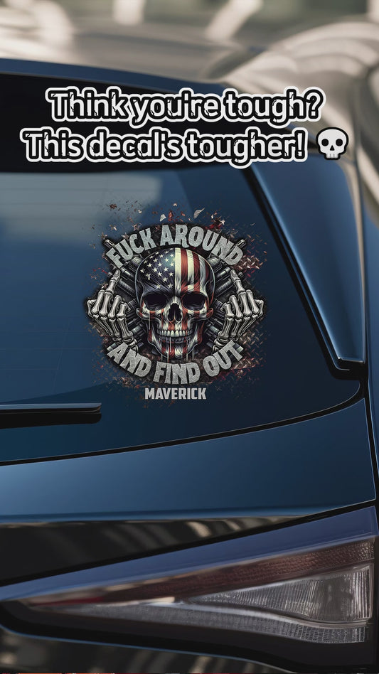 American Flag Skeleton - Personalized Skull Decal Full