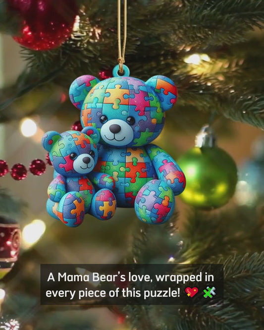 Mama Bear - Autism Awareness Custom Shaped Ornament
