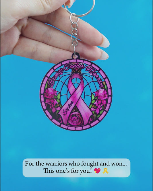 Breast Cancer Warrior - Personalized Breast Cancer Awareness Custom Shaped Keychain
