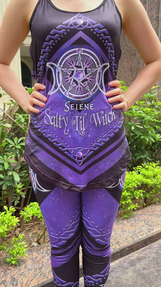 Salty Lil' Witch Purple Triple Moon - Personalized Witch Cross Tank Top