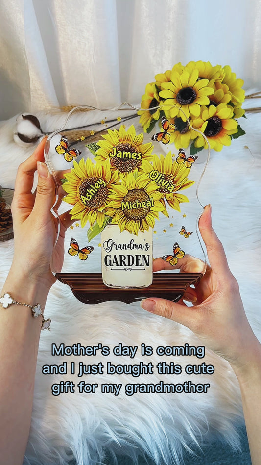 Grandma’s Garden Sunflower - Personalized Mother's Day Grandma Custom Shaped Acrylic Plaque