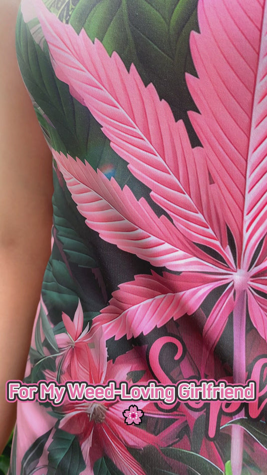 Pink Stoner Chick - Personalized Weed Hollow Tank Top and Women Shorts