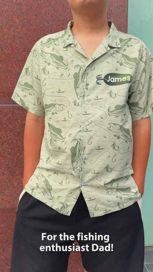 Hooked On Being Dad/ Grandpa... - Personalized Fishing Hawaiian Shirt