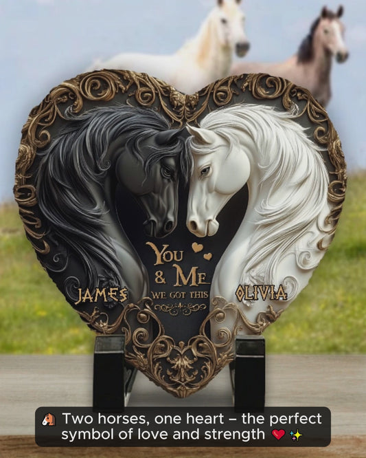You & Me We Got This - Personalized Horse Heart Shaped Stone