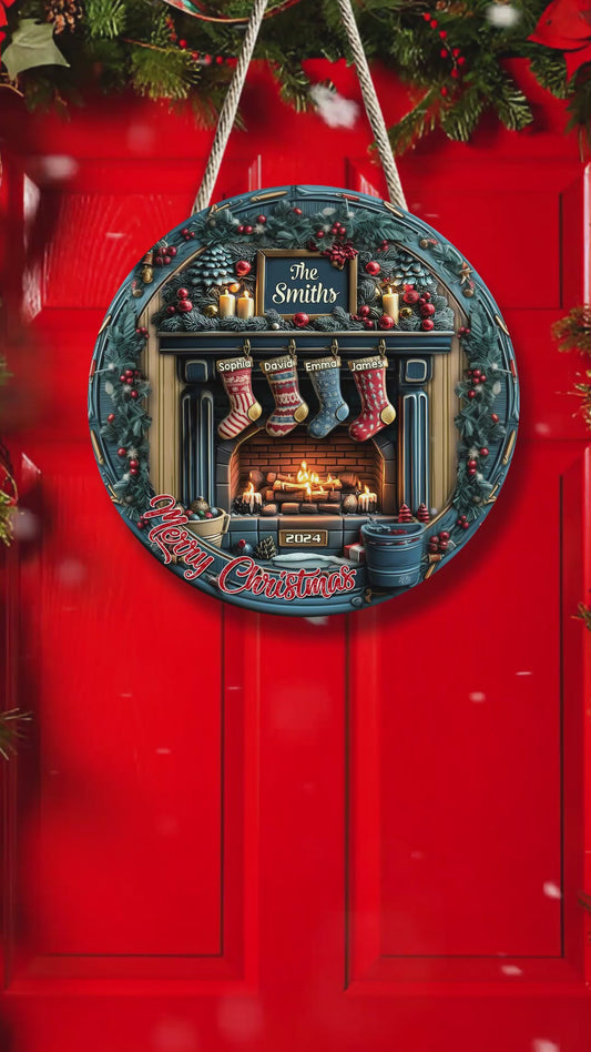 Merry Christmas - Personalized Family Custom Shaped Wood Sign