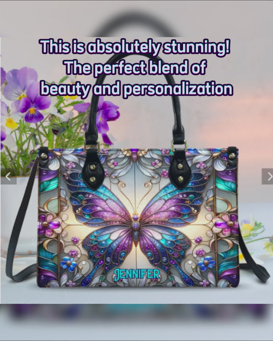 Beautiful Butterfly - Personalized Butterfly Leather Handbag