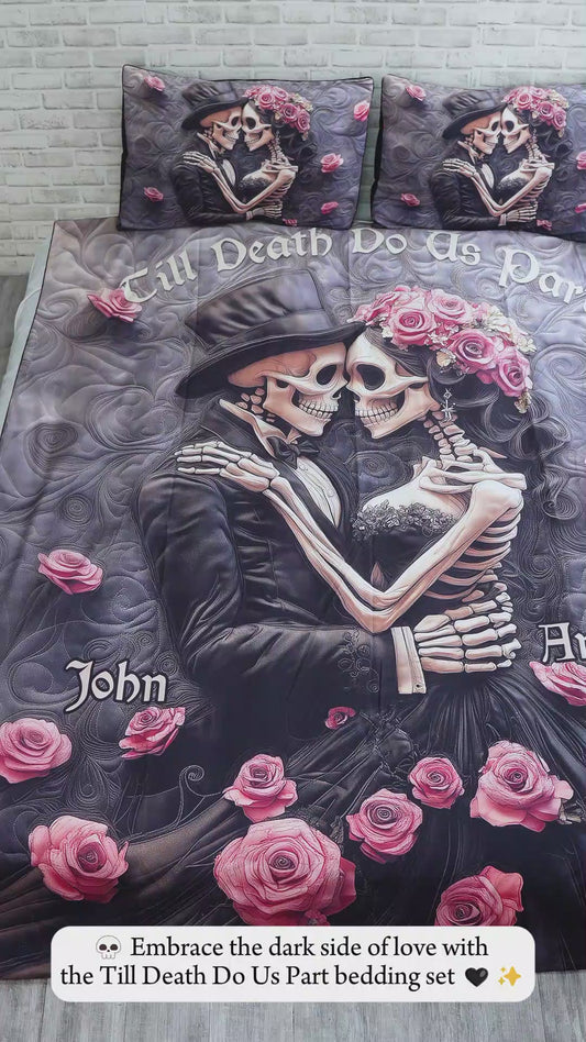Till Death Do Us Part - Personalized Skull Bedding Set