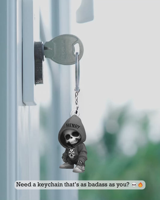 Stylish Skeleton - Personalized Skull Custom Shaped Keychain