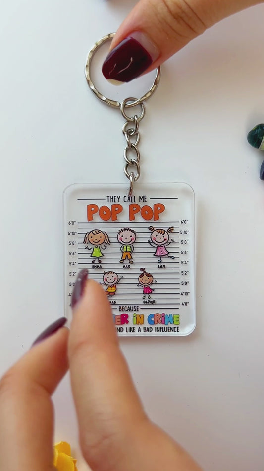 Partner In Crime - Gift for grandpa, grandma, mom, dad, uncle, aunt, brother, sister - Personalized Keychain