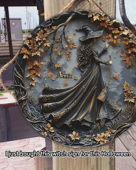 Beautiful Witch - Personalized Witch Round Wood Sign