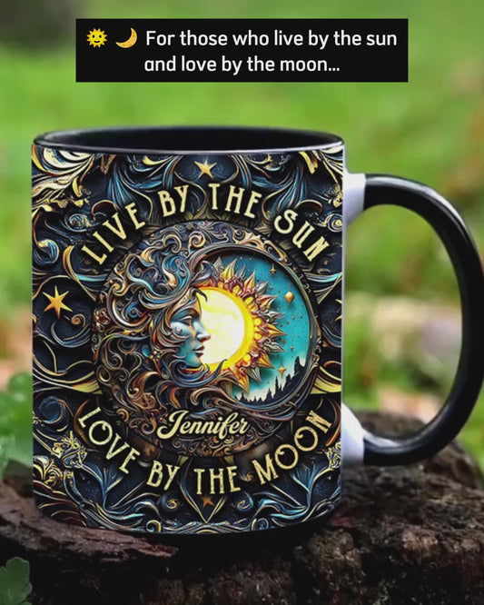 Live By The Sun Love By The Moon - Personalized Hippie Accent Mug
