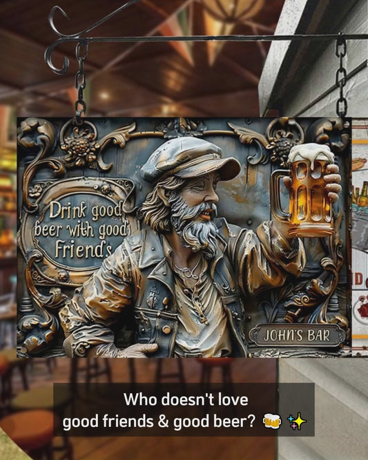 Good Friends Good Beer - Personalized Beer Rectangle Metal Sign