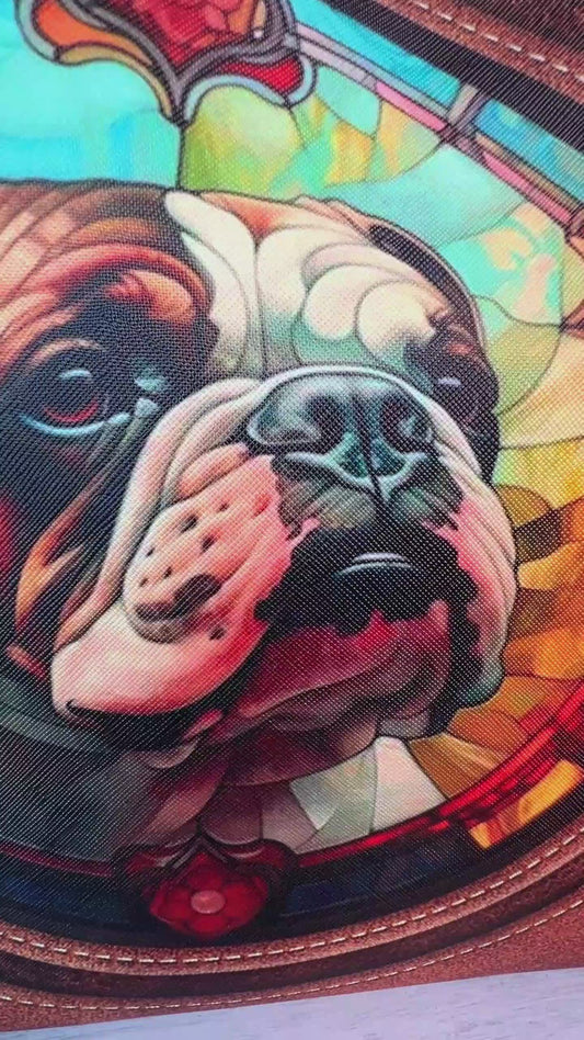 Stained Glass Dog - Personalized Dog Tote Bag