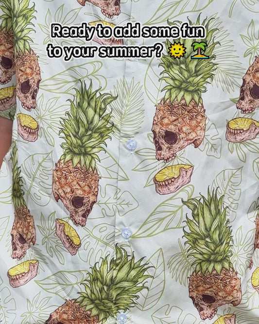 Funny Pineapple Skull - Personalized Skull Hawaiian Shirt