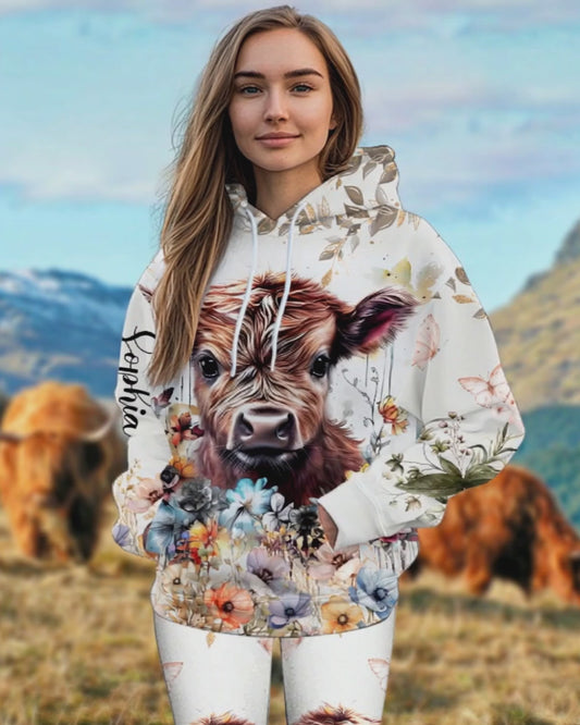 Cute Cow - Personalized Highland Cow Hoodie and Leggings