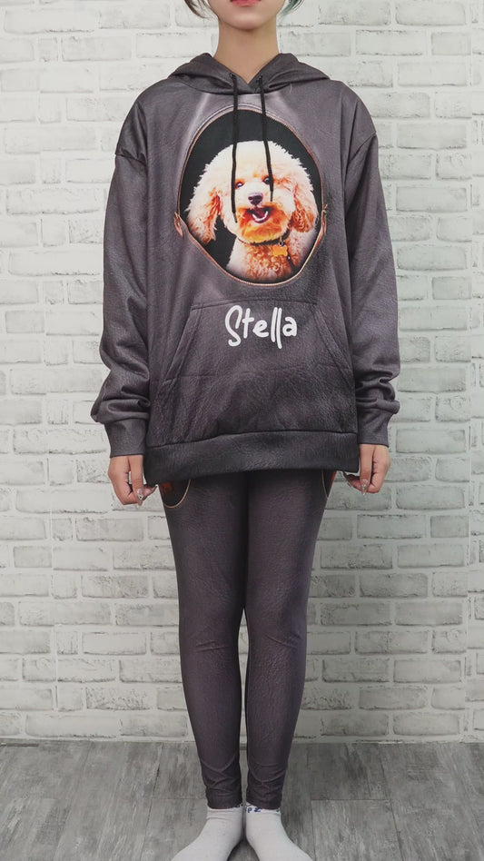 Peeking Pet Custom Photo And Name - Personalized Dog Hoodie and Leggings