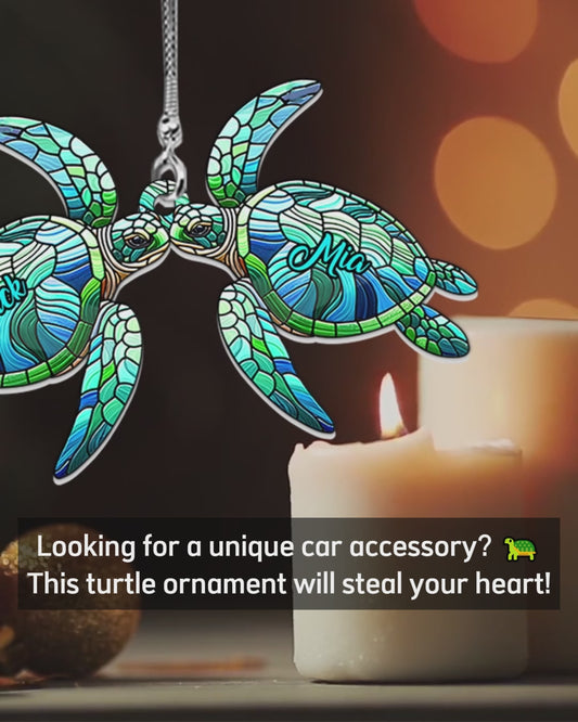 Love Turtles - Personalized Turtle Car Ornament