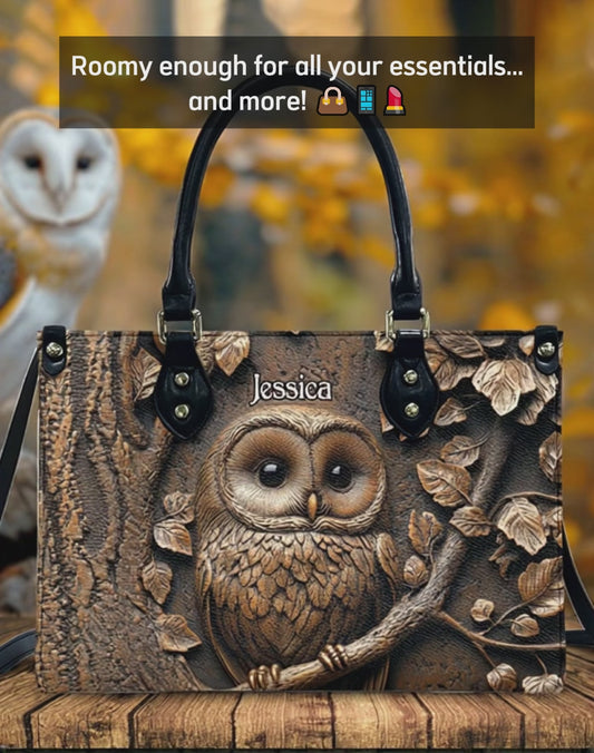 Stunning Owl - Personalized Owl Leather Handbag
