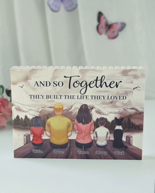 And So Together They Built The Life They Loved - Personalized Family One-sided Horizontal Rectangle Building Brick Blocks