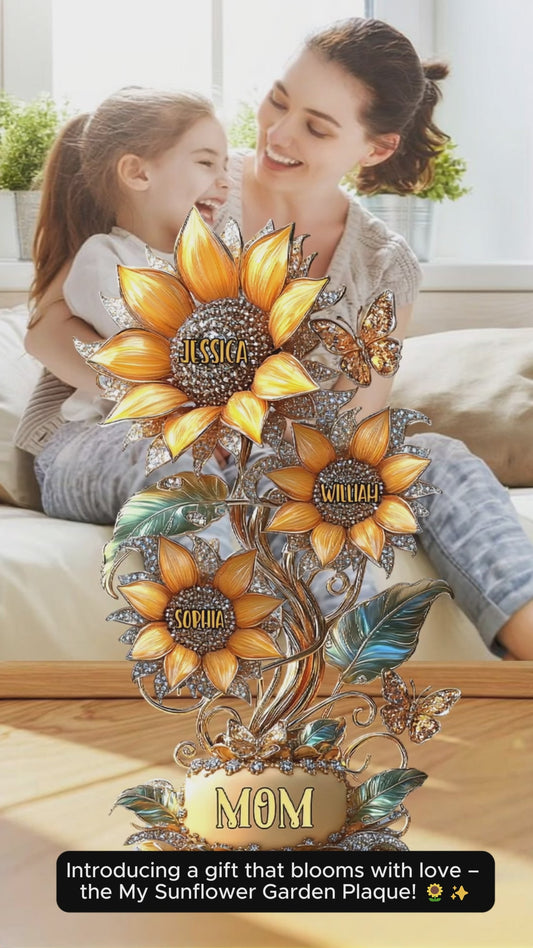 My Sunflower Garden Gift For Mom, Grandma - Personalized Mother Custom Shaped Acrylic Plaque